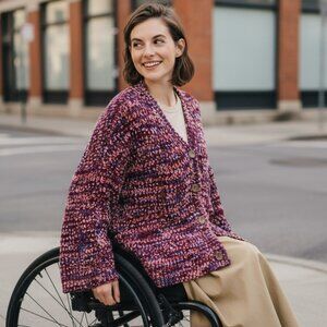 MARC NEW YORK Confetti Boucle Chenille Sweater M Oversized Shaggy Cardigan Fuzzy